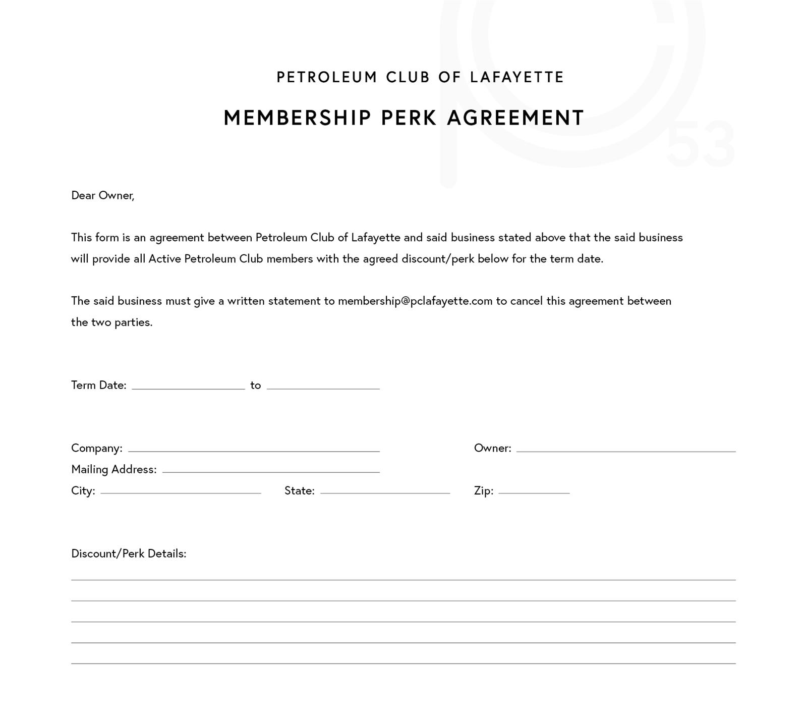 Membership Perk Agreement